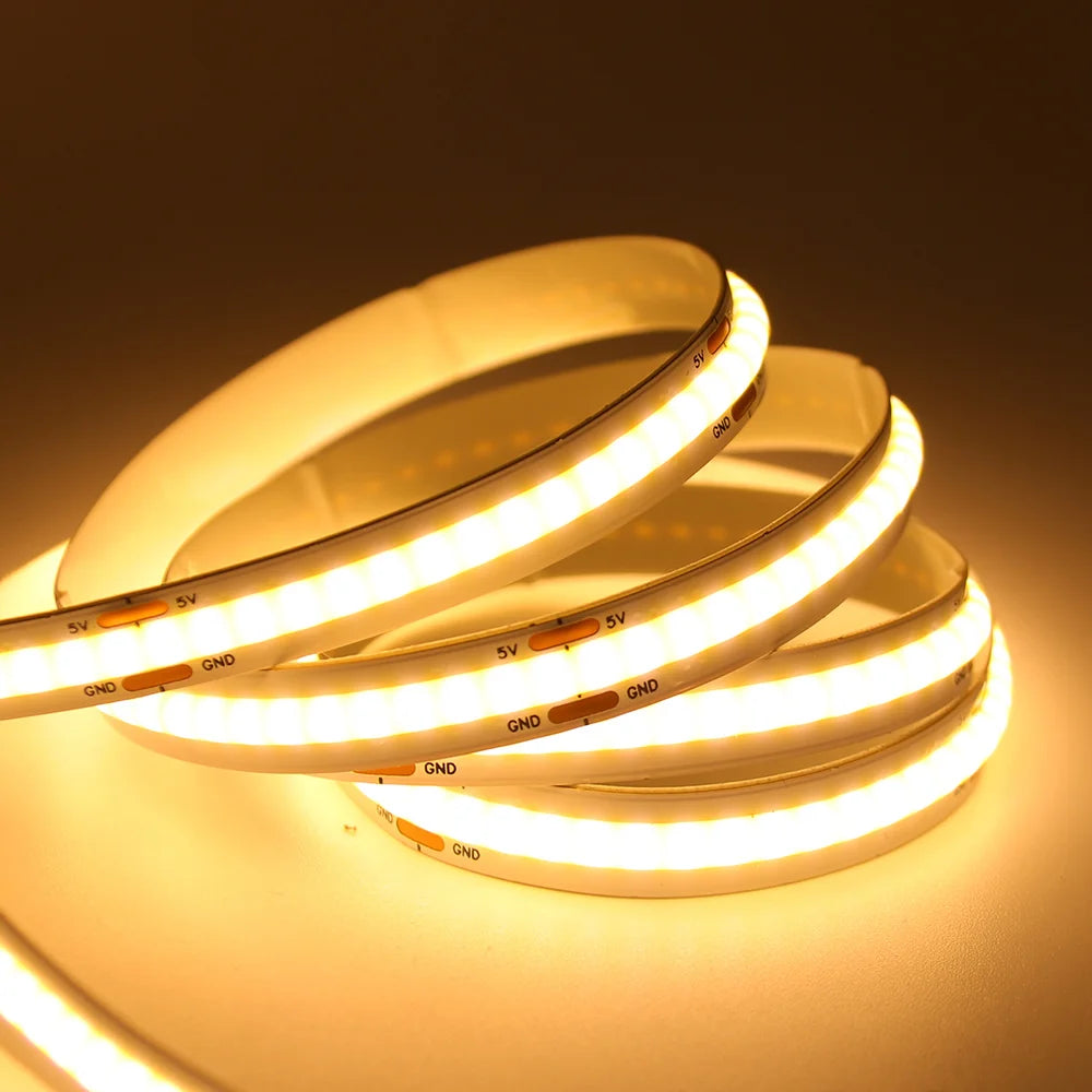 5V USB COB Strip Light 320 LEDs/m for Cabinets and TV Backlights