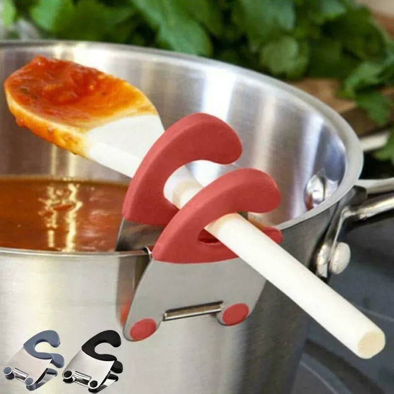 Anti-Scald Silicone Pot Clip and Spoon Holder