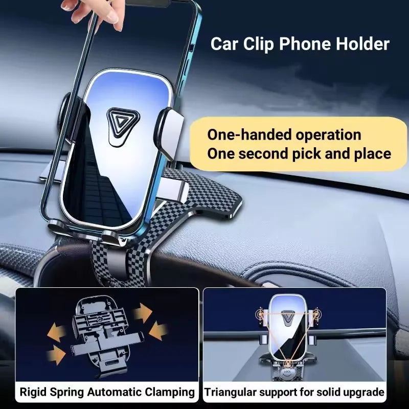 Gravity Dashboard Crocodile Clip Phone Mount for Car Navigation