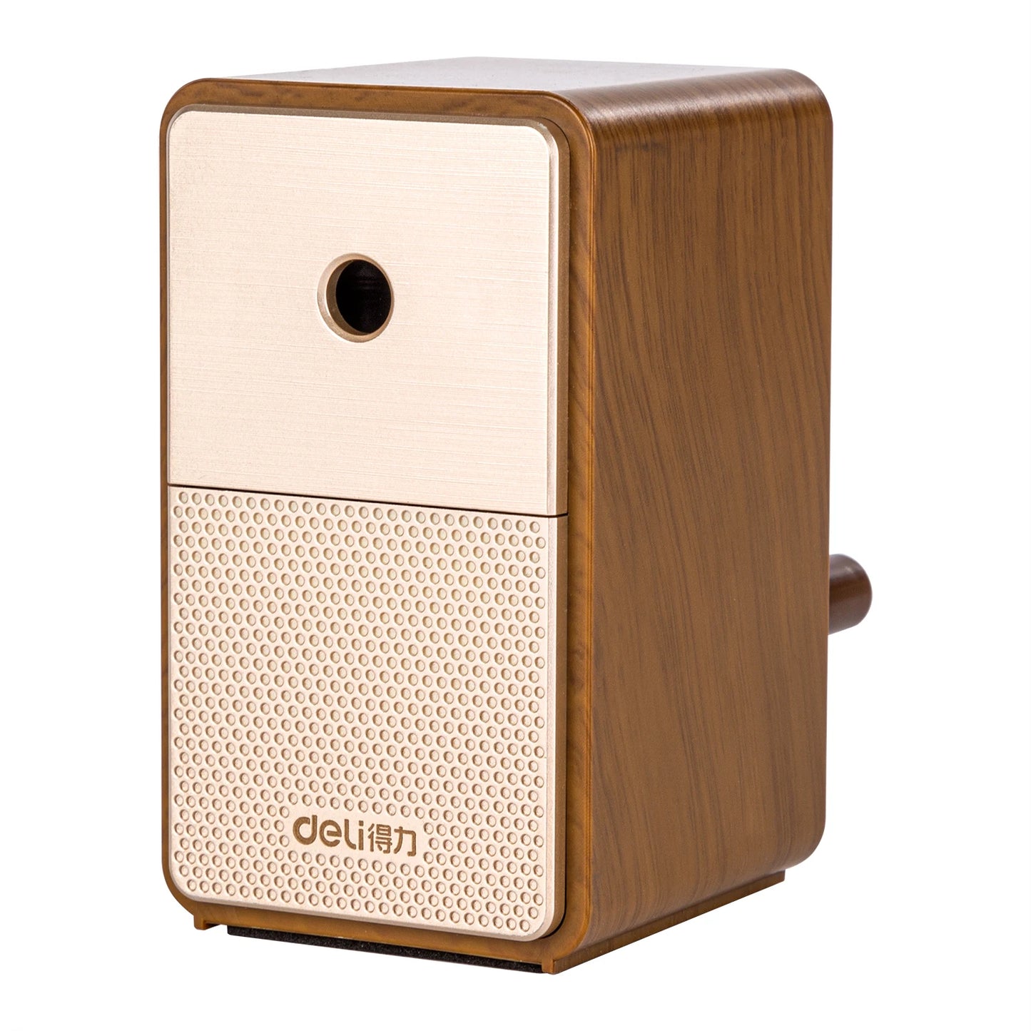 Deli Adjustable Hand Crank Pencil Sharpener - Brown