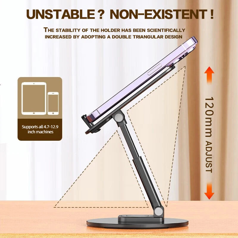 360 Degree Metal Desk Phone Stand - Adjustable Tablet Holder