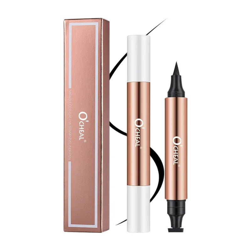 O CHEAL Waterproof Dual-Head Eyeliner Stamp Pen - Black