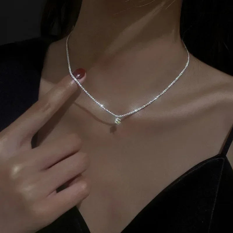 Sparkling Silver Color Clavicle Chain Necklace