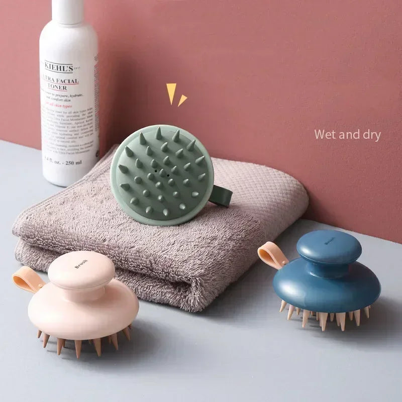 Silicone Shampoo Scalp Massage Brush - Pink Flower