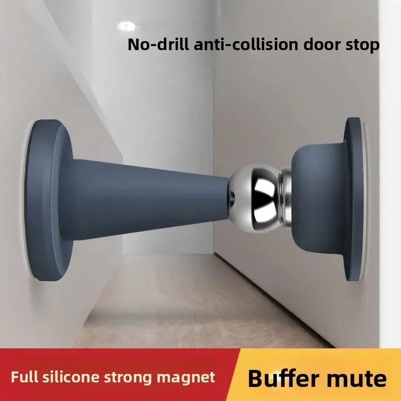 No-Drill Silicone Door Stopper with Wall Protection