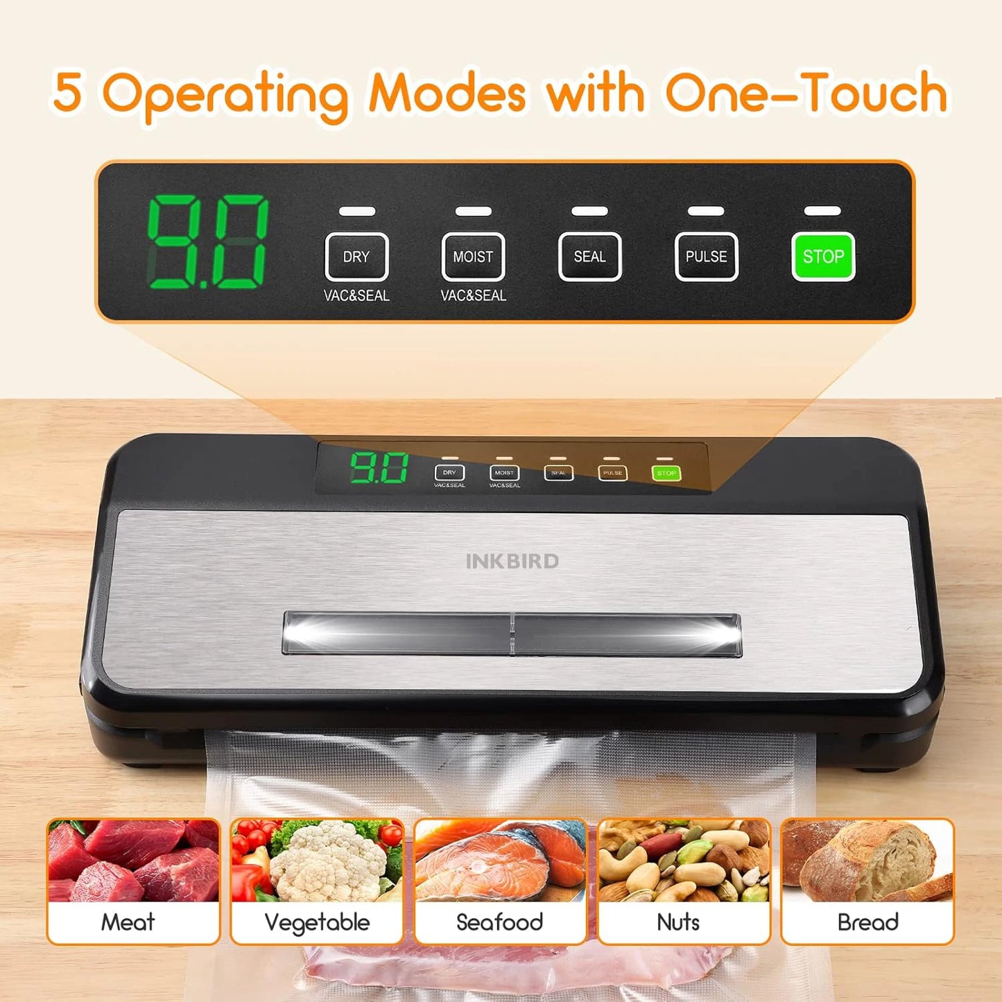 INKBIRD Electric Vacuum Sealer with Starter Kit - 80KPA