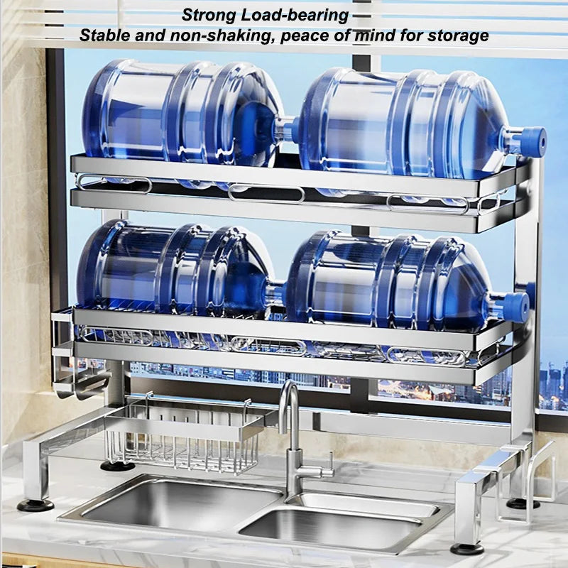 Over-Sink Metal Dish Drying Rack with Cutlery Organizer