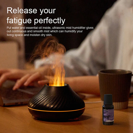 Volcanic Aroma Diffuser - 130ML USB Humidifier with Flame Light