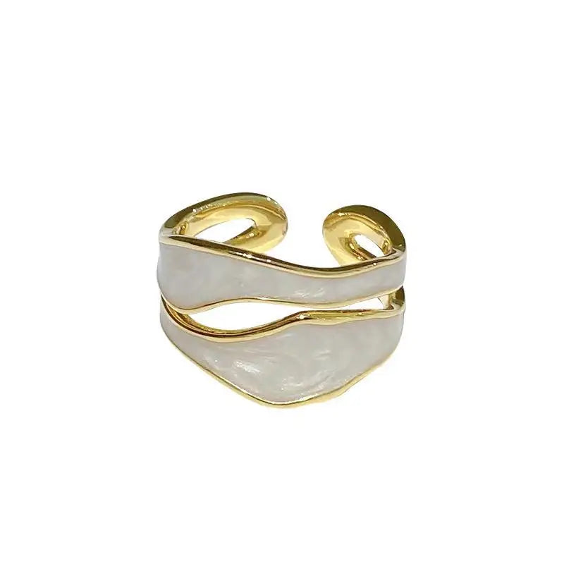 Retro Gold Color Irregular Open Ring with Oil Drip Detail