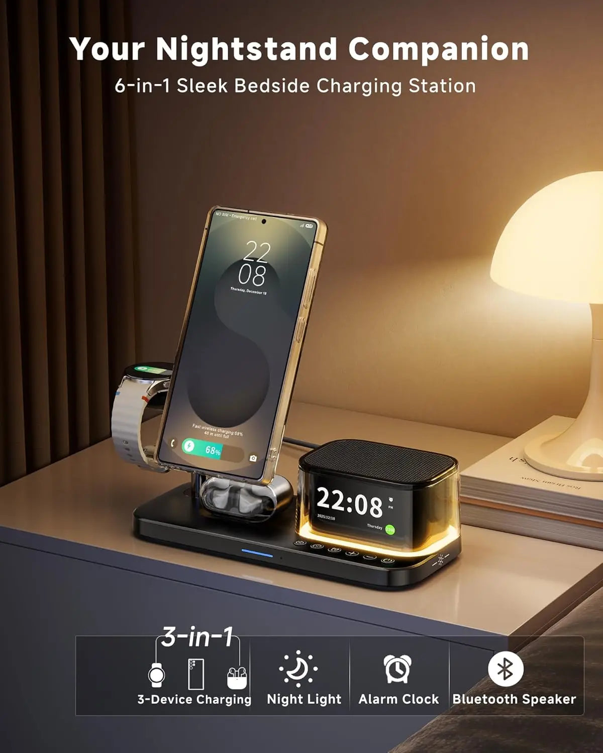 25W Magnetic Wireless Charger Stand - Bluetooth Speaker Dock