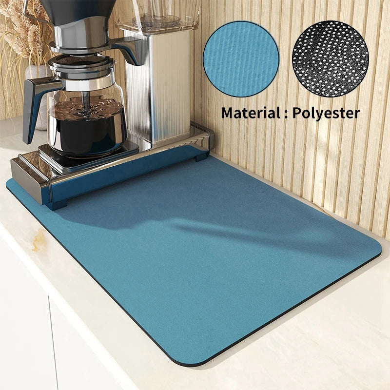 Absorbent Printed Dish Drying Mat for Kitchen Counters