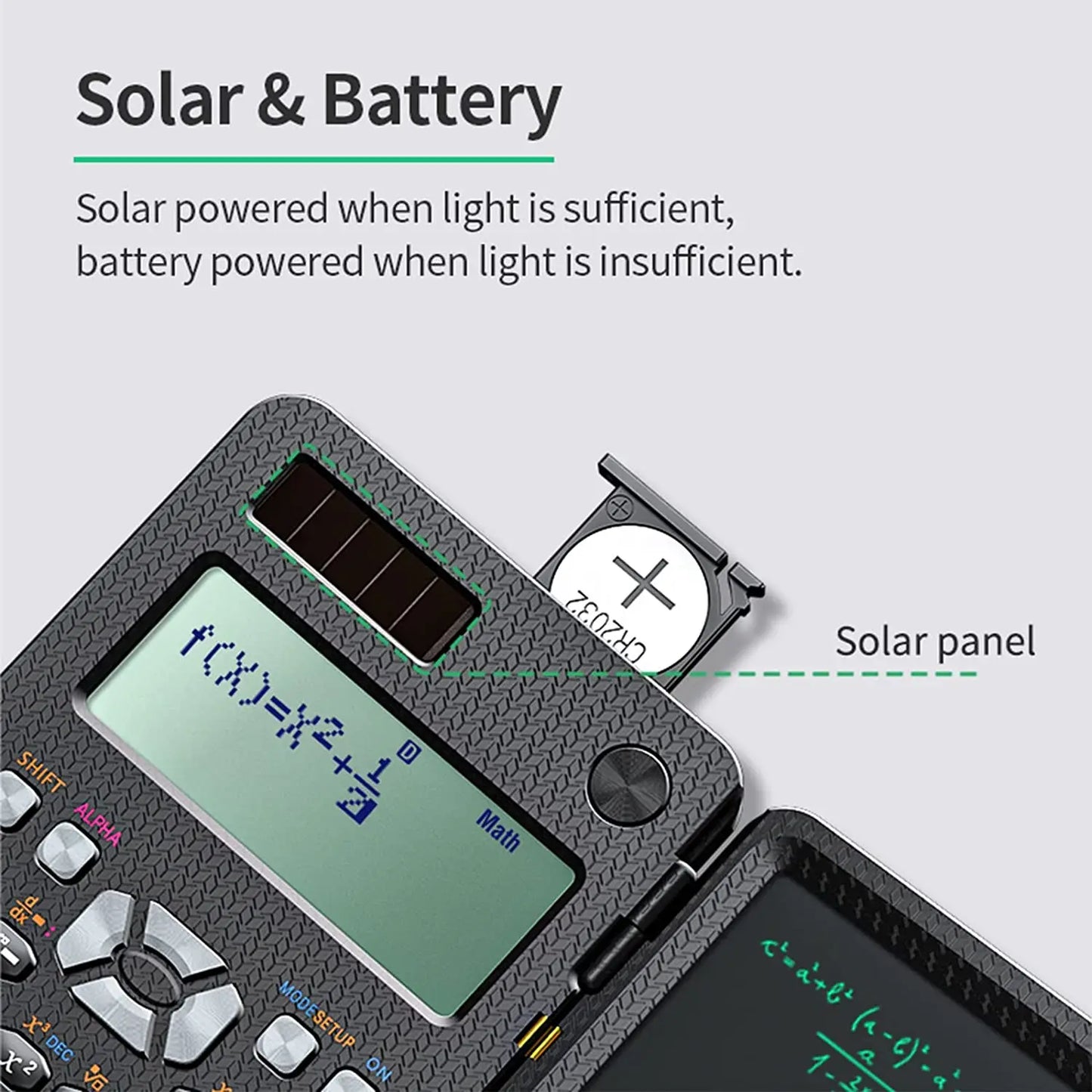 Solar Scientific Calculator - 417-Function LCD Notepad Calculator