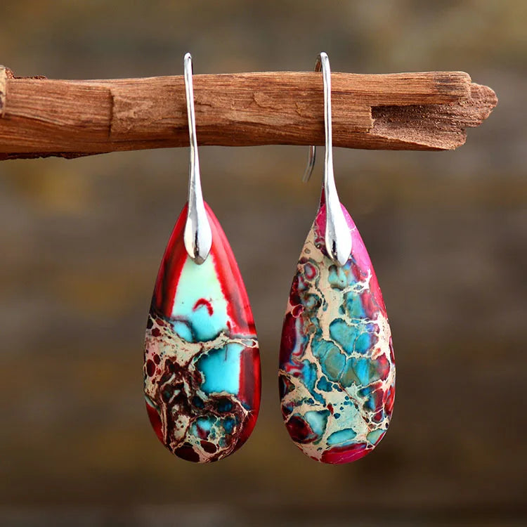 Bohemian Natural Stone Geometric Drop Earrings