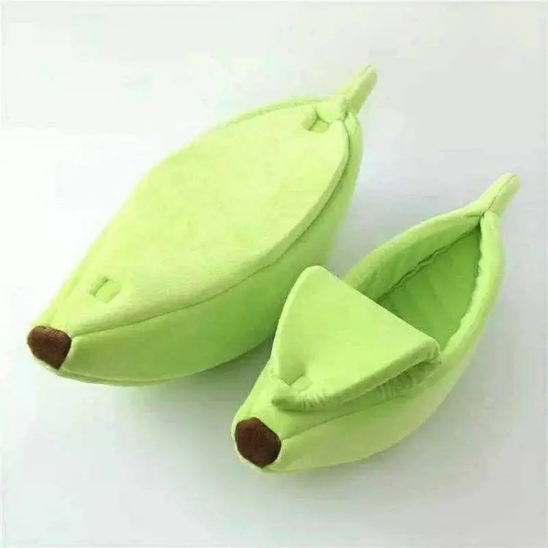 Banana Shaped Cozy Cat Bed House with Coral Fleece
