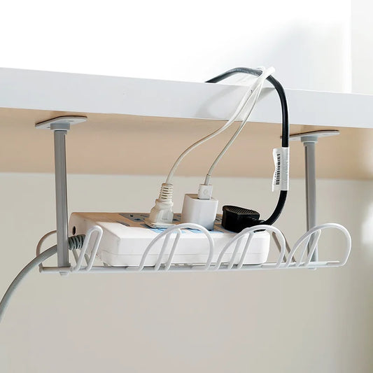 Under Desk Cable Storage Rack - Plastic Socket Shelf Organizer
