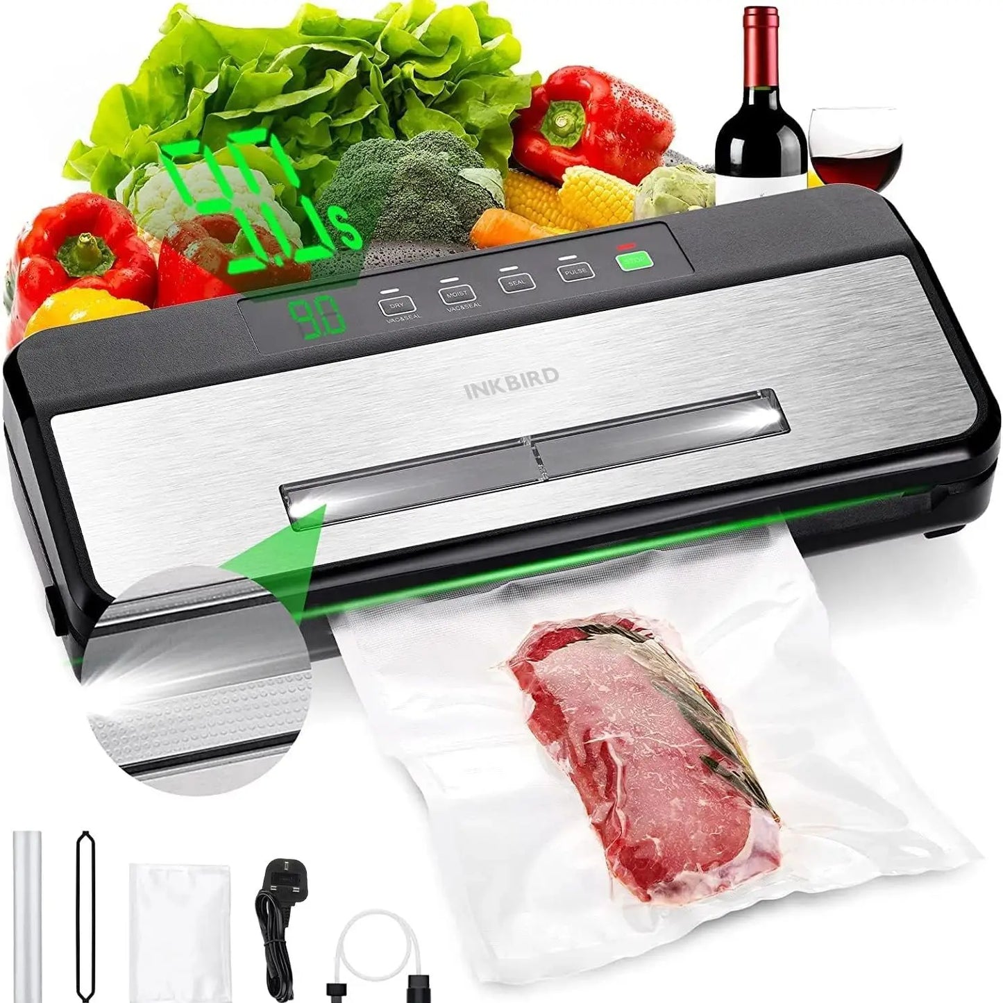 INKBIRD Electric Vacuum Sealer with Starter Kit - 80KPA