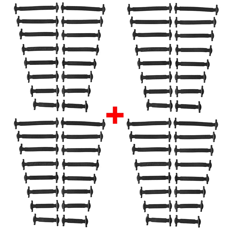 16 Piece Silicone No-Tie Shoelaces - Elastic Flat Lace Set