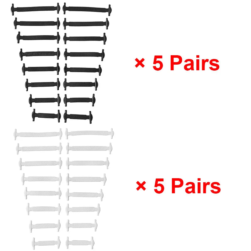 16 Piece Silicone No-Tie Shoelaces - Elastic Flat Lace Set