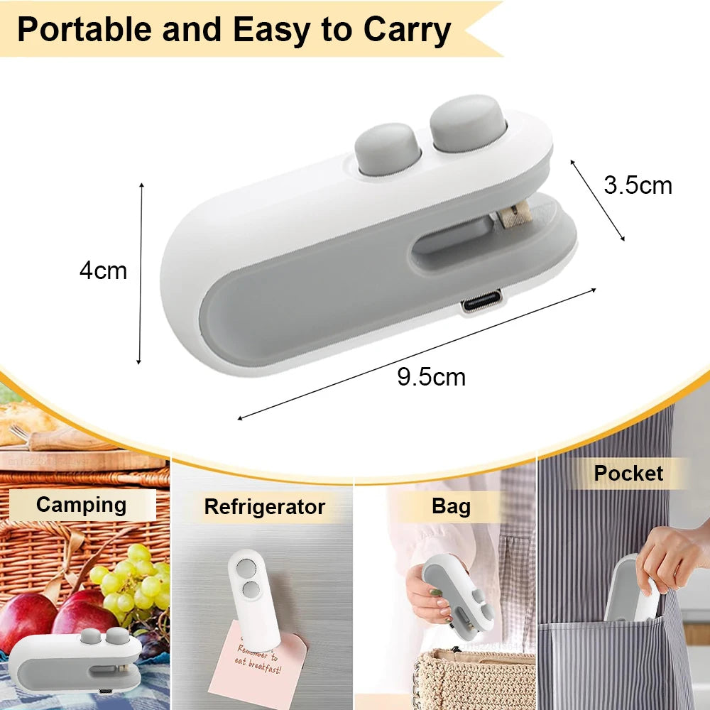 Mini 2-in-1 Handheld Bag Sealer with Cutter and Magnet
