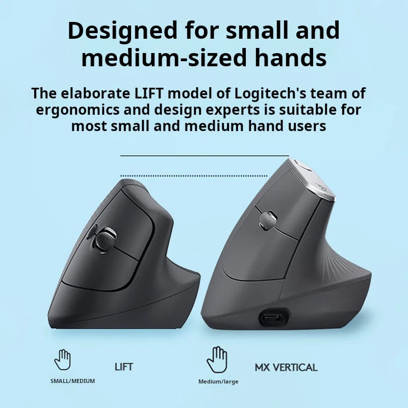 Logitech Lift Ergonomic Mouse - Vertical Bluetooth Office Mouse