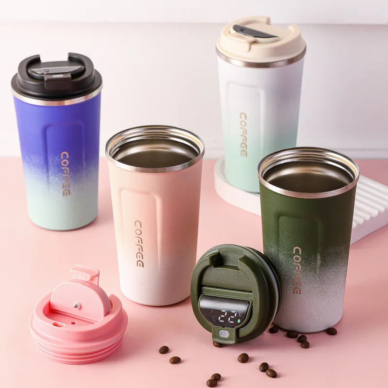 Smart Stainless Steel Travel Tumbler - Temperature Display Thermos Cup