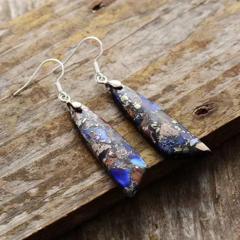Bohemian Natural Stone Geometric Drop Earrings