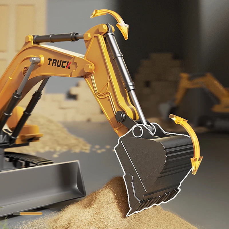 Alloy RC Excavator Toy Car - Lights and Sound Engineering Vehicle