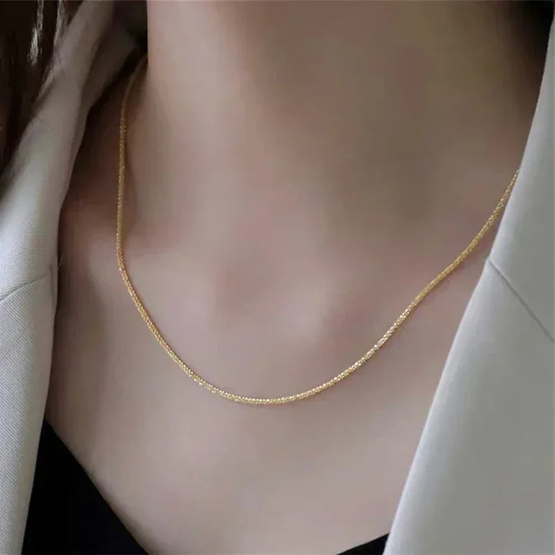 Sparkling Silver Color Clavicle Chain Necklace