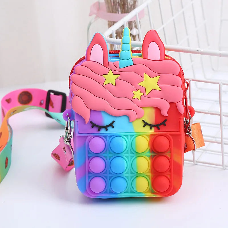 Kawaii Unicorn Crossbody Fidget Bag - Push Bubble Coin Purse