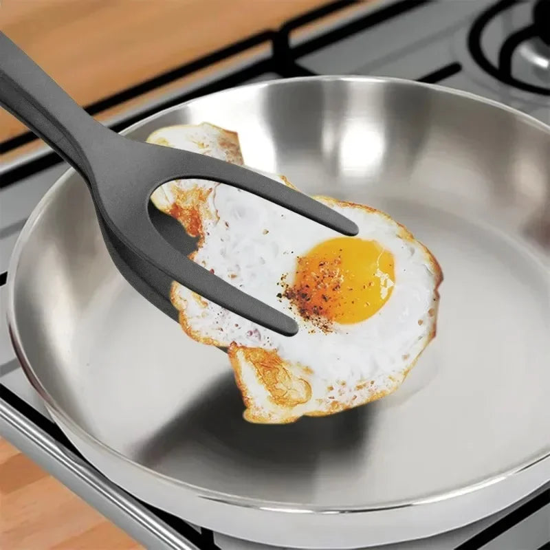2-in-1 Nylon Grip Flip Tongs with Spatula Turner