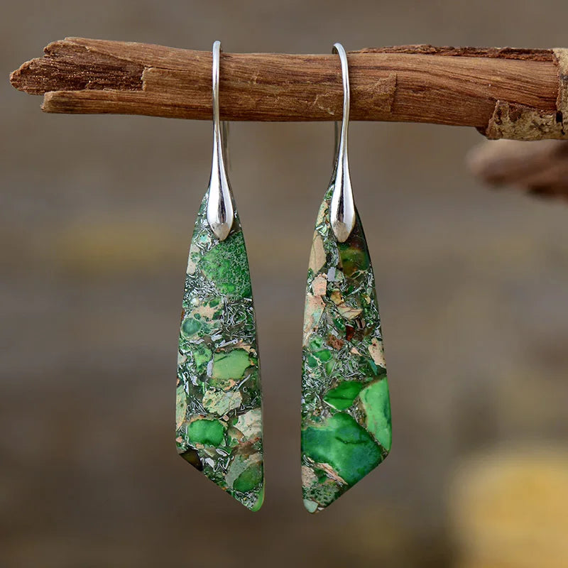 Bohemian Natural Stone Geometric Drop Earrings