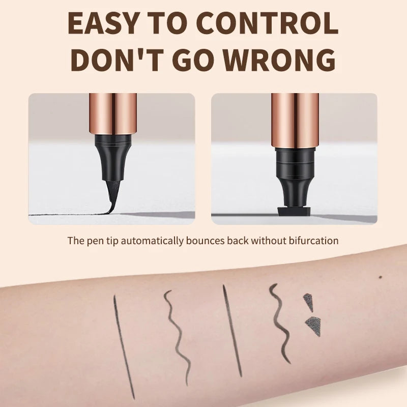 O CHEAL Waterproof Dual-Head Eyeliner Stamp Pen - Black