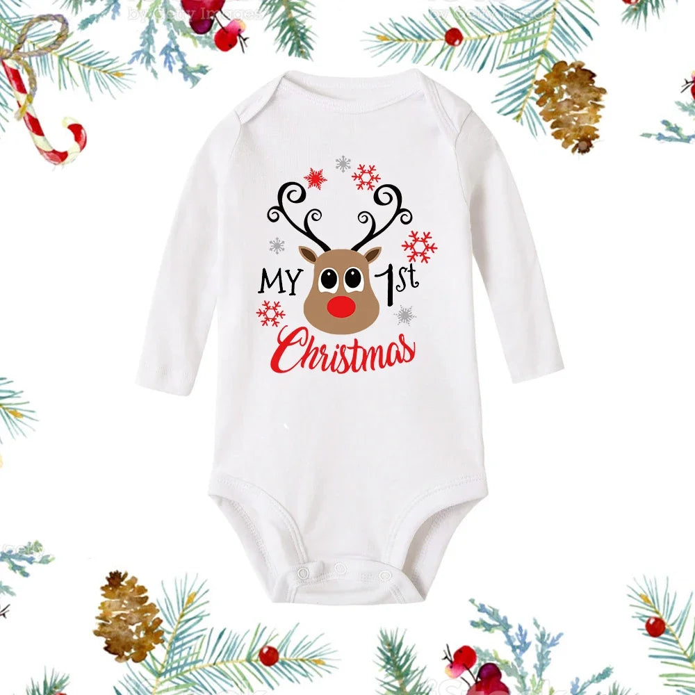 My First Christmas Baby Romper - Snowman Long Sleeve Bodysuit