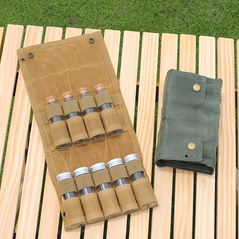 Waterproof Canvas Camping Spice Bottle Storage Bag