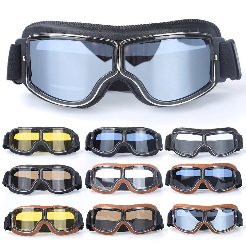 Retro Windproof Motorcycle Helmet Glasses - Brown