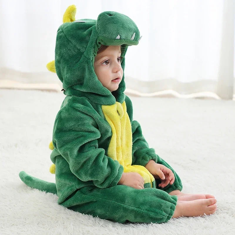Winter Lion Kigurumi Baby Romper with Hooded Design