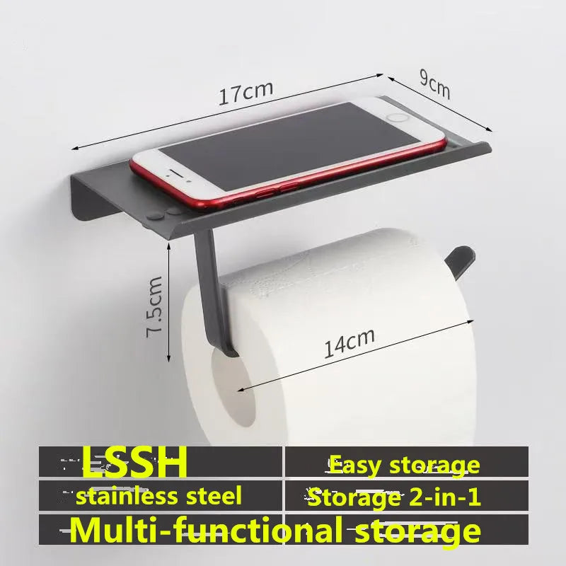 Stainless Steel No-Drill Bathroom Paper Holder