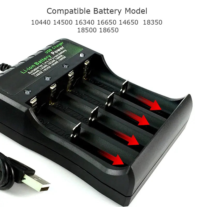 18650 Lithium Battery Charger - 1/2/4 Slot USB Charging Dock