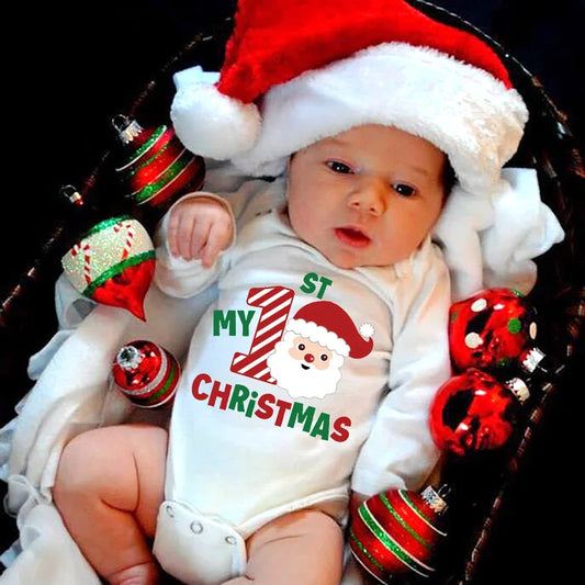 My First Christmas Baby Romper - Snowman Long Sleeve Bodysuit