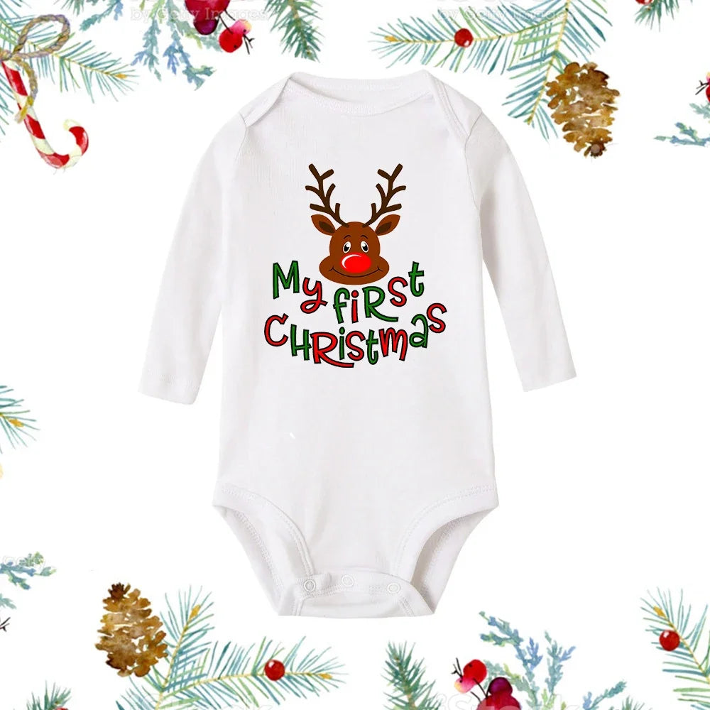 My First Christmas Baby Romper - Snowman Long Sleeve Bodysuit