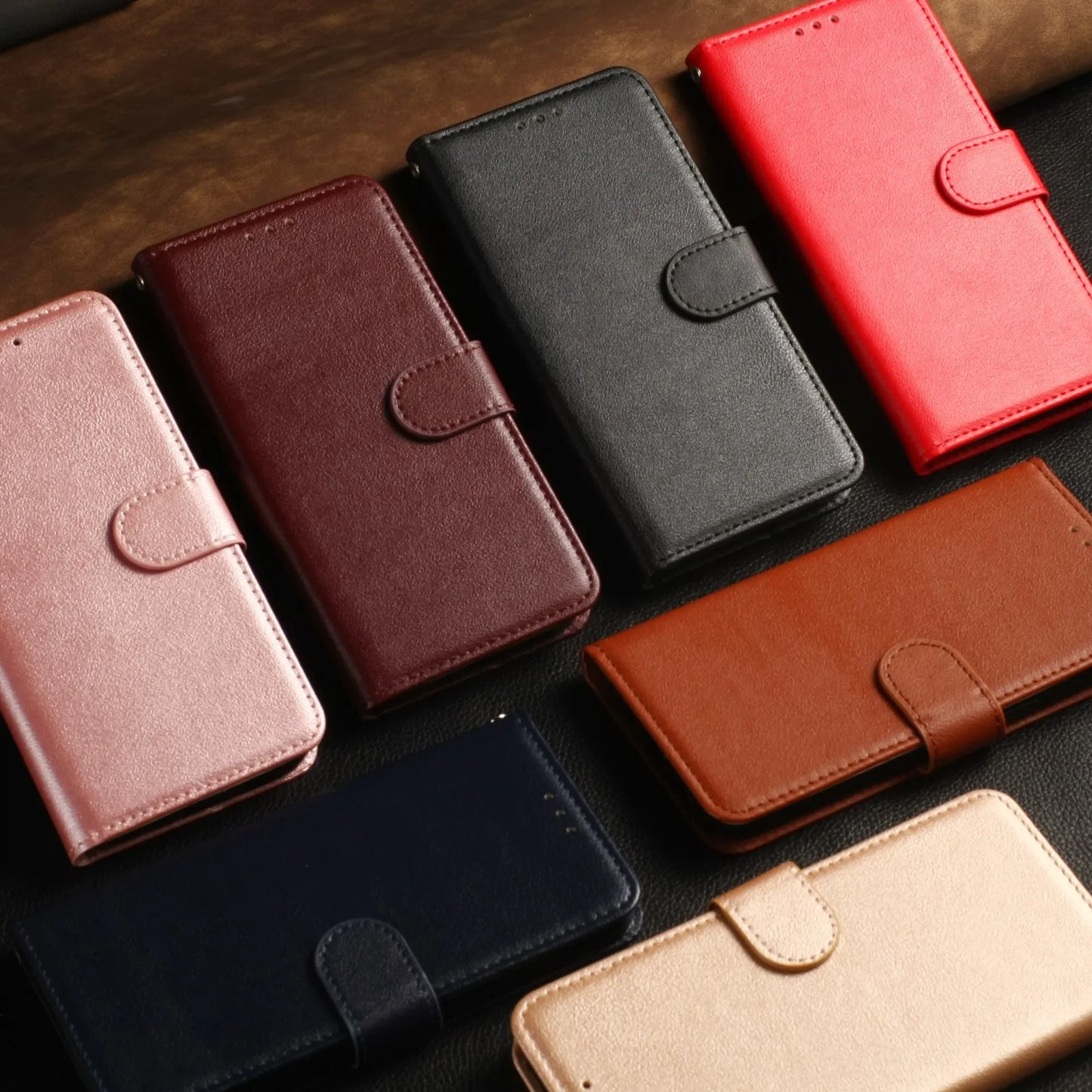 Flip Wallet Leather Case with Card Slots for iPhone Models