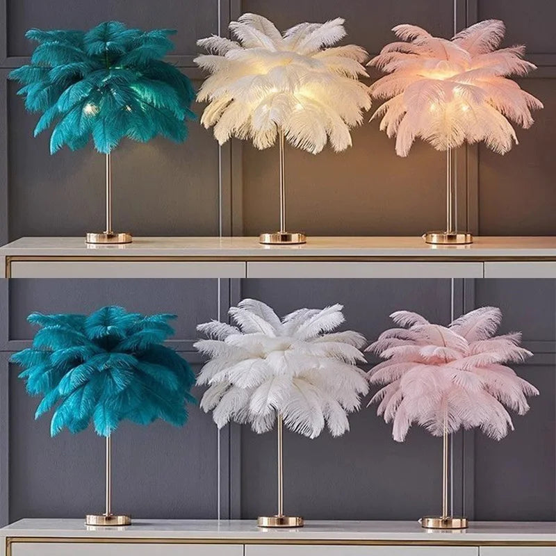 Nordic Ostrich Feather Floor Lamp with LED Lighting