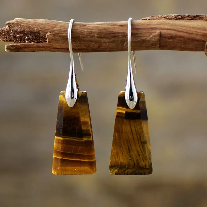 Bohemian Natural Stone Geometric Drop Earrings