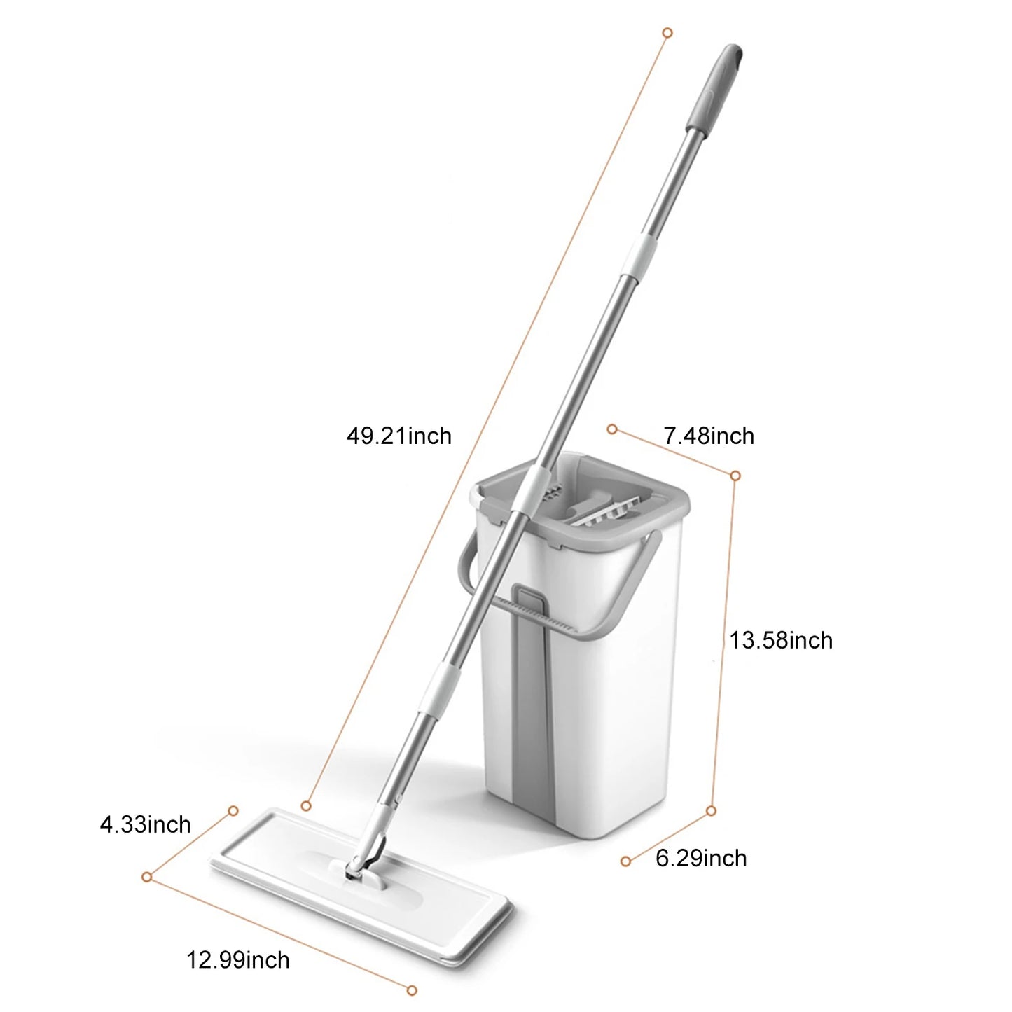 Microfiber Mop with Bucket and Washable Refill Pads