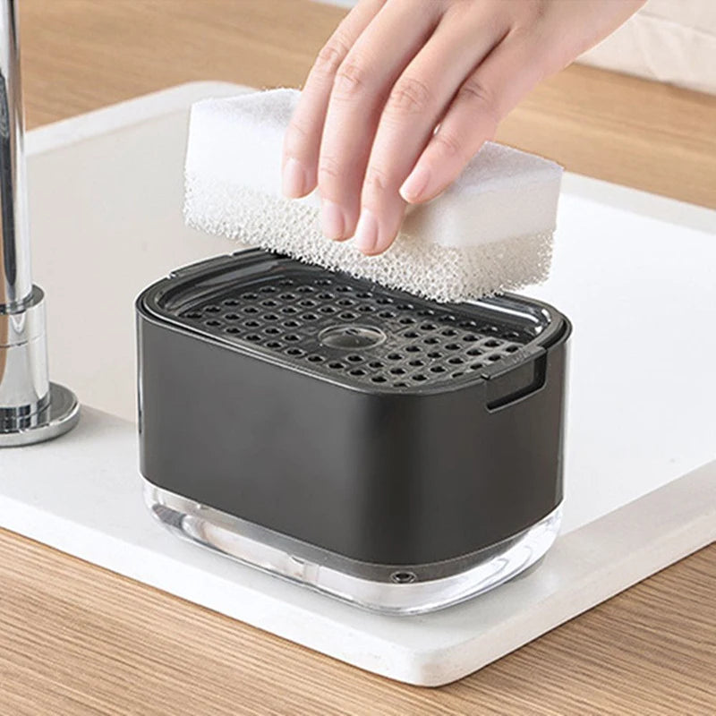 Press Soap Dispenser with Sponge Holder for Sink Areas
