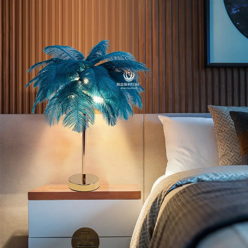 Nordic Ostrich Feather Floor Lamp with LED Lighting