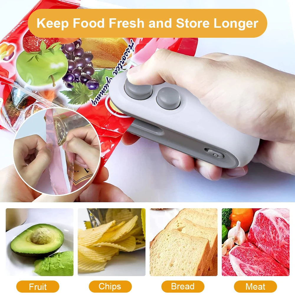 Mini 2-in-1 Handheld Bag Sealer with Cutter and Magnet