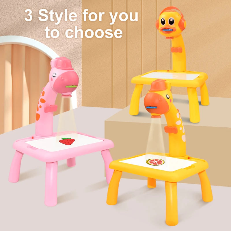 Kids LED Projector Drawing Table Set - Educational Art Board Toy