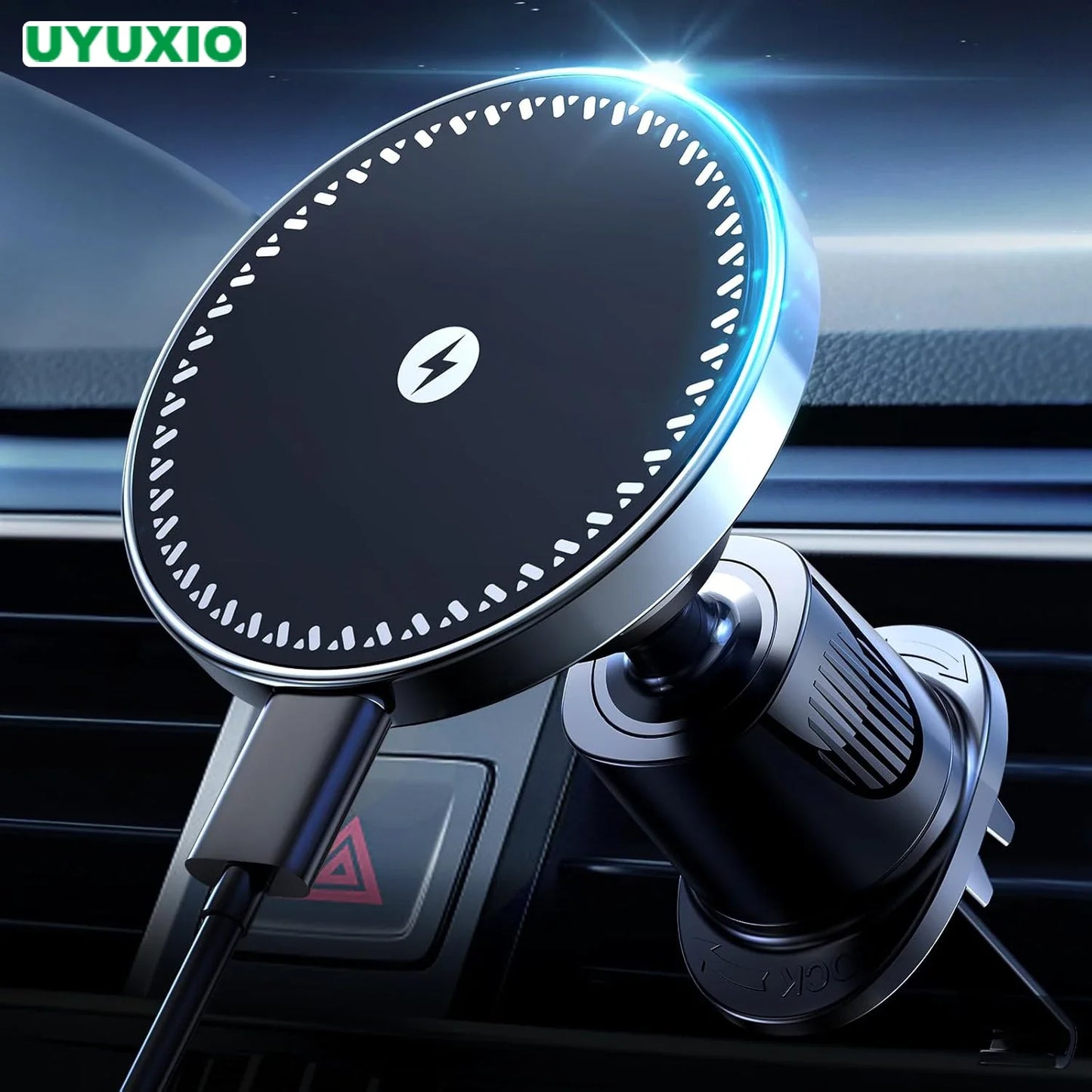 Magnetic Air Vent Wireless Car Charger Holder with Type-C Cable