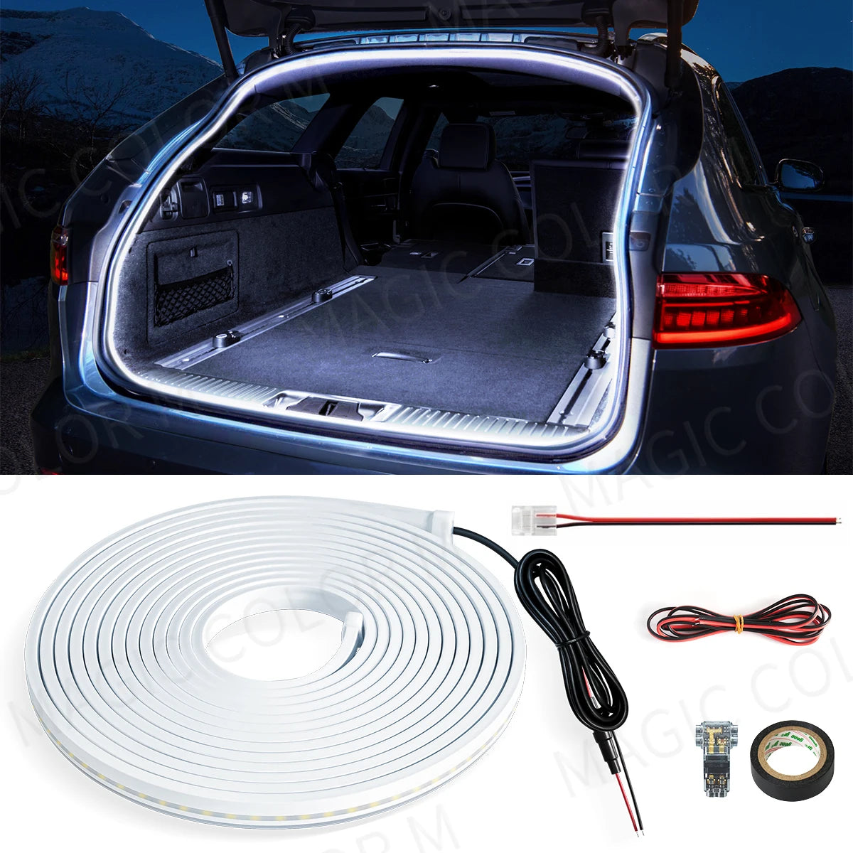 5M Flexible LED Car Trunk Light Strip - 12V White